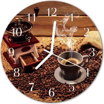 Produktbild von Glasuhr Wanduhr Küchenuhr Echt-Glas 30fi cm Kaffeebohnen braun