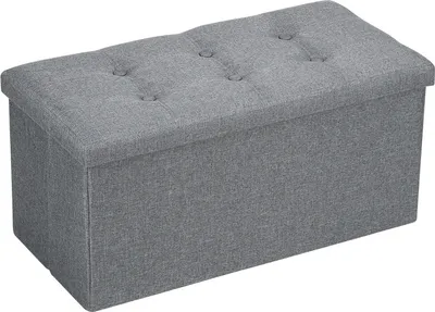 Produktbild von Jopassy Sitzhocker sitzbank faltbar mit Stauraum, Aufbewahrungsbox, Deckel abnehmbar 76x38x38cm Grau