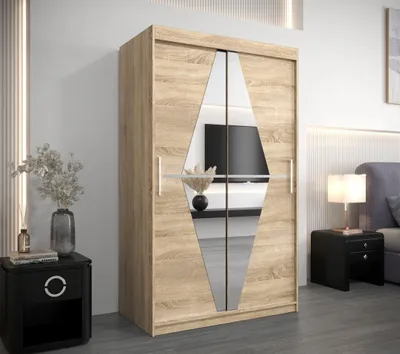 Obrázek produktu pro Šatní skříň se zrcadlem KAMILA - šířka 120 cm, dub sonoma