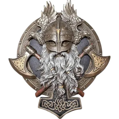 Produktbild von Veronese Nordisches Wikinger Wandschild mit 2 Äxten und Triskele 27cm Figur Skulptur