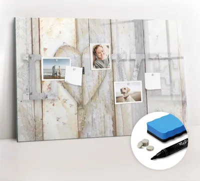 Produktbild von Magnetpinnwand Memoboard - Zubehörsatz - Schwarzer Marker + Schwamm + Magnete - 90 x 60 cm - Inschrift Liebe