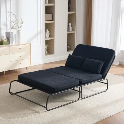 Produktbild von STILVORA Schlafsofa mit Metallgestell und Seitenstauraum, Zweisitzer Sofa aus Chenille-Stoff, Klappsofa für Wohnzimmer, Homeoffice und Gästezimmer