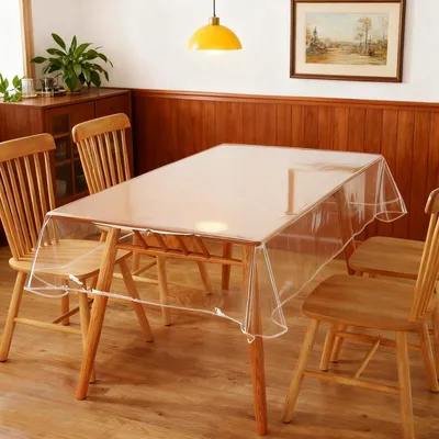 Immagine prodotto di Tovaglia trasparente, lavabile, in PVC, 140x180 cm. Pellicola trasparente per tavolo