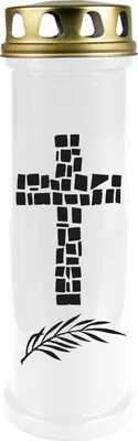 Image de Bougie funéraire Blanc 100h ( couvercle or ) - Croix