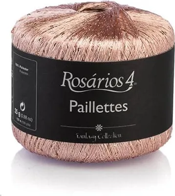 Produktbild von Rosarios 4 Paillettes Kupfer Glitzernde Garn mit Pailletten, 25g, 137m, Fingering, 100% Polyester