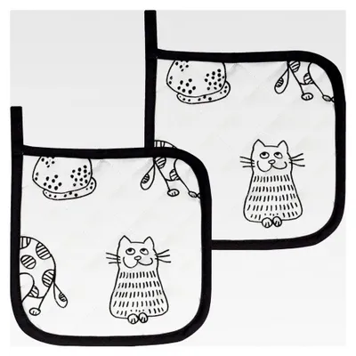 Produktbild von Topflappen "Katzenreihe" 2er-Set Katzen Größe 20x20 cm