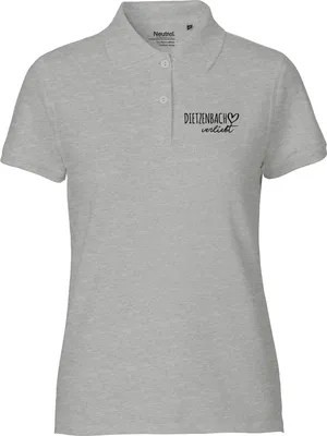 Produktbild von Huuraa Damen Polo Shirt Dietzenbach verliebt S Sport Grey Bio Baumwolle Fairtrade Poloshirt Geschenkidee