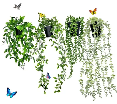 Image de Lot de 4 plantes suspendues décoratives, avec pots, en faux lierre, pour intérieur et extérieur