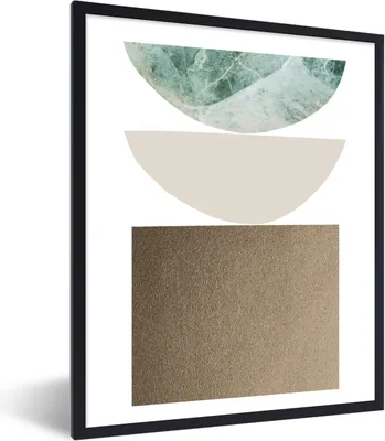 Produktbild von MuchoWow® Gerahmtes Poster Geometrische Formen - Minimalismus - Pastell 60x80 cm - Poster mit Schwarzem Bilderrahmen Wandposter Rahmen Foto Bilder - Premium - Wanddeko Wohnzimmer