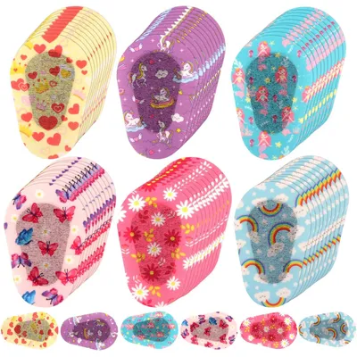 Imagen del producto de Apósitos oftálmicos, 60 unidades - Autoadhesivos - De algodón - 6 diseños - 7,5x5 cm - Adecuados para niños - Parches para los ojos