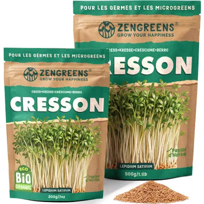 Image de ZenGreens® Graines Bio à Germer Cresson Alénois 500 g – Micropousses