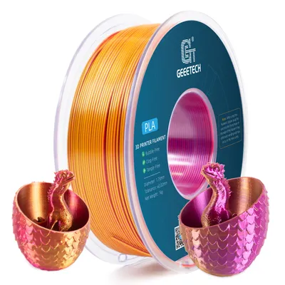 Zdjęcie produktu dla Drukarka 3D Geeetech 1 kg 1,75 mm filamentu PLA Silk Tri-Color (czerwony + złoty + fioletowy), dokładność wymiarowa +/- 0,03 mm
