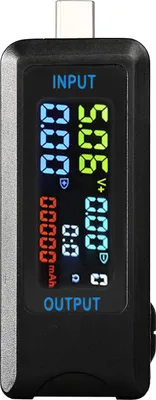 Obrázek produktu pro Multifunkční voltmetr a ampérmetr USB typu C s LCD displejem – napětí, proud, výkon a časování