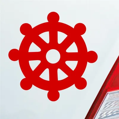 Produktbild von Auto Aufkleber Dharmachakra Buddha Rad Zeichen 10x10 cm Rot Sticker Heckscheibenaufkleber