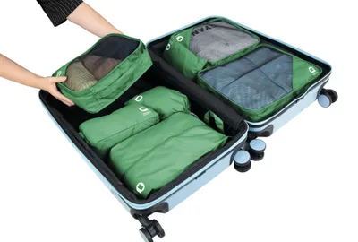 Immagine prodotto di Set di borse da viaggio organizer 7 pezzi impermeabili Organizer per valigie Aiuto per fare le valigie Cubi da viaggio Sacchetti da viaggio Cubi per vestiti Organizer per bagagli, verde