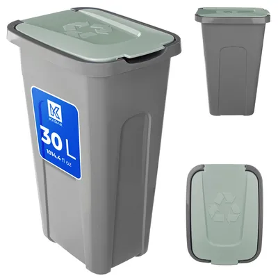 Zdjęcie produktu dla KADAX Pojemnik na śmieci do segregacji odpadów o pojemności 30 l z pokrywą, zielony