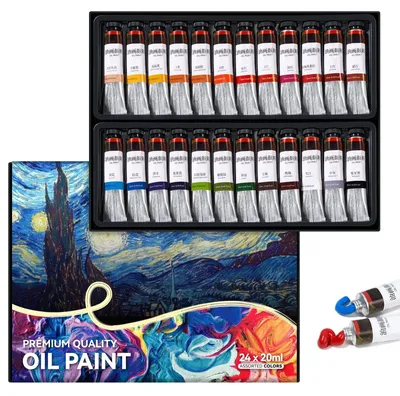 Image de 24 tubes de 20 ml de peinture à l'huile, couleurs vives, pour toile