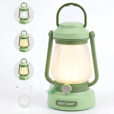Produktbild von LED Campinglampe USB-C wiederaufladbar, dimmbare Kinder Campinglaterne mit 4 Lichtmodi, tragbare Outdoor Zeltlampe für Notfall & Nachtlicht