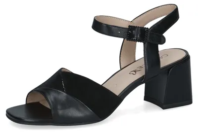 Produktbild von Caprice Damen Sandale mit Absatz aus Leder, Schwarz (BLACK COMB), 41