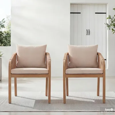 Produktbild von home24 Gartenstuhl - 2er-Set - Akazie Massiv / Webstoff
