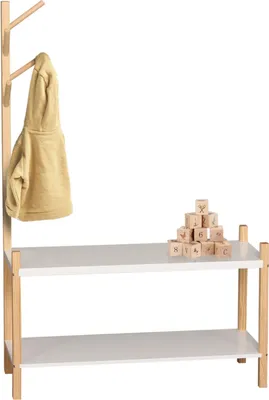 Image de DOCHTMANN Etagère à chaussures pour enfants 2 étagères, étagère à chaussures pour enfants 80x30x120cm, bambou, blanc