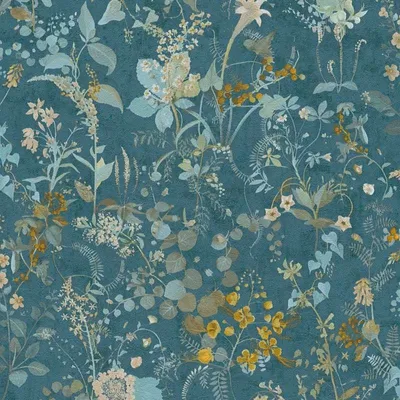 A close-up view of a floral wallpaper pattern.