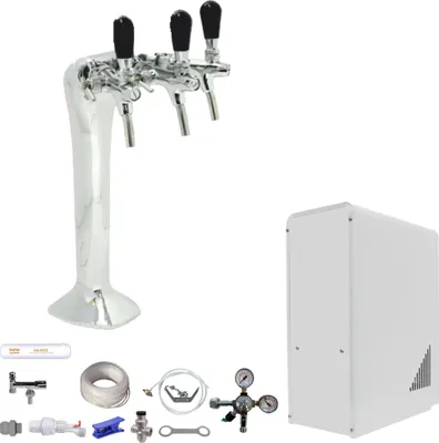 Produktbild von Sprudelwasser Tafelwasseranlage BieTal® BT-10U Schanksäule 3-ltg Cobra Chrom SET