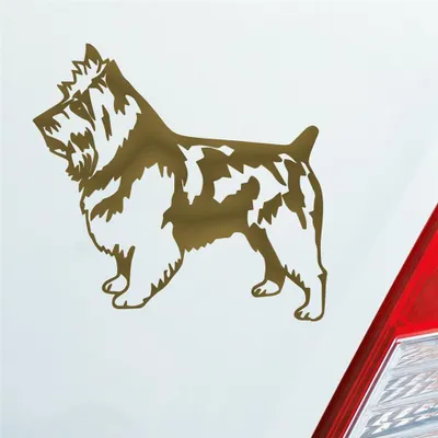 Produktbild von Auto Aufkleber Terrier Tier Hund Dog Animal 11x10 cm Gold Sticker Heckscheibenaufkleber