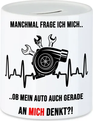 Produktbild von Manchmal Frage Ich Mich Ob Mein Auto Auch Gerade An Mich Denkt Spardose Autofans Autonarr Autofreak Geschenkidee
