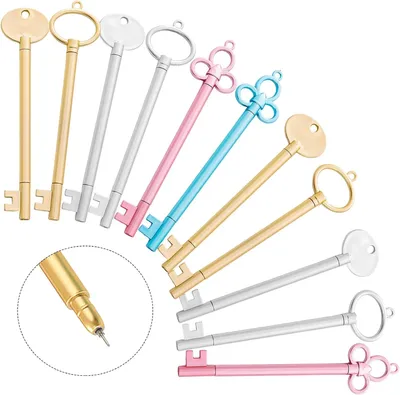Productafbeelding van Giugio key shape pen vintage key gel ink pens - Set van 30 - Sleutelvorm pen zwart fijn punt voor kantoor school