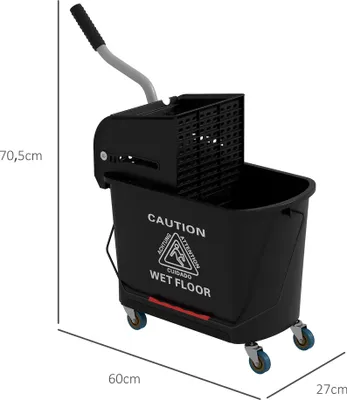 Produktbild von HOMCOM Putzwagen Putzeimer Eimer Fahreimer Reinigungswagen Systemwagen Schwarz
