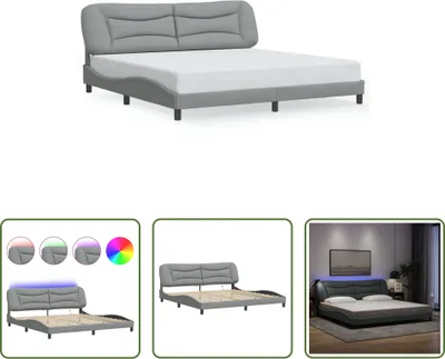 Produktbild von The Living Store Bettgestell mit LED Hellgrau 200x200 cm Stoff