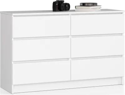 Obrázek produktu pro Komoda o šířce 120 cm se 6 zásuvkami, do ložnice a obývacího pokoje, univerzální do předsíně a dětského pokoje v bílé barvě