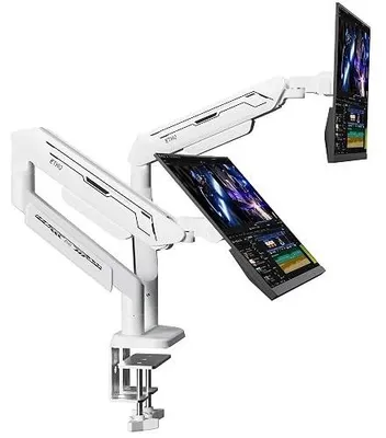 Zdjęcie produktu dla Uchwyt podwójny ramię monitora sprężyna gazowa ergonomiczny biuro