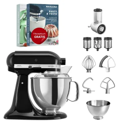 Produktbild von KitchenAid 4,8 L 5KSM175 Artisan Küchenmaschine Set 1 Gemüseschneider Onyx Schwarz