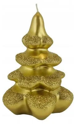 Produktbild von Adpal Kerze Weihnachtsbaum Gold Glitzer Klein Festlich