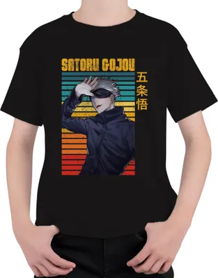 Obrázek produktu pro SATORU GOJOU Jujutsu Kaisen Zavázané oči Anime Dárek Retro Uni dětské tričko, černá, 128 cm