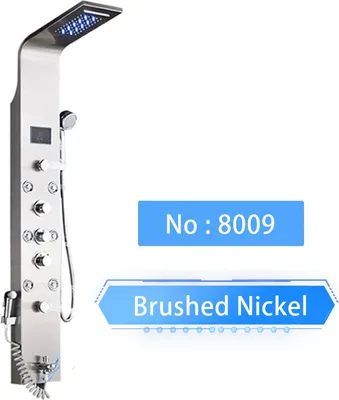 Produktbild von Duschpaneelsystem, gebürstete Nickeloberfläche, digitales Temperaturdisplay, Gebürstetes Nickel 8009