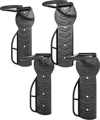 Immagine prodotto di Fortuna Lai Set da 4 supporti verticali da parete per biciclette con capacità di carico di 30 kg, pieghevoli, per 4 biciclette, portabiciclette da parete per bici da corsa, MTB, e-bike, sospensione per biciclette per garage, casa, nero