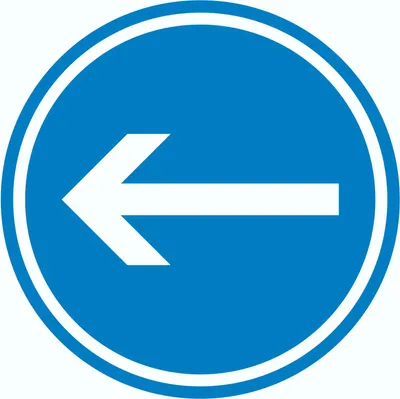 Produktbild von Richtungspfeil links Aufkleber Kreis  weiss blau Pfeil Ø150mm