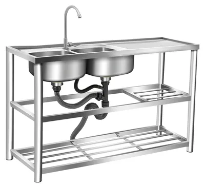 Immagine prodotto di Lavello in acciaio inossidabile con doppio lavabo - 120 x 45 x 80 cm