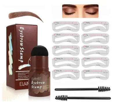 Produktbild von Augenbrauenstempel Set Hellbraun mit 10 Schablonen, wasserfestes Augenbrauen Make-up für langanhaltende Form ohne Verwischen im Alltag