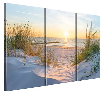 Produktbild von LUMASOUL Leinwand Bilder, Leinwandbild Natur Motiv, Wandbilder Holzrahmen und Webstuhl Wohnzimmer und Schlafzimmer, Bilder 90x60 cm Eklektisch Meerlandschaft 05