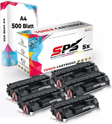Produktbild von Druckerpapier A4 + 5x Multipack Set Kompatibel für HP LaserJet P 2030 Series (CE505A/05A) Toner-Kartusche Schwarz XL 3500 Seiten