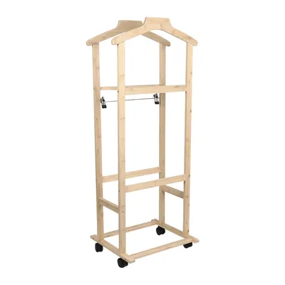 Image de Porte-vêtements bambou sur roulettes, modèle "Rollgarderobe", dimensions 41 x 37 x 112 cm, couleur naturelle