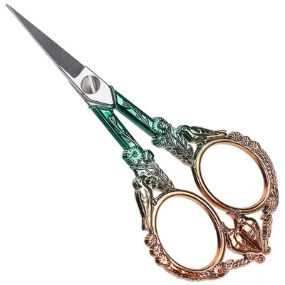 Productafbeelding van Schaar - RVS met scherpe punt - Geschikt voor handwerk en detailwerk - 9 cm - Oranje/groen