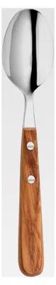 Produktbild von Suppenlöffel 20cm mit Holzgriff - Esslöffel aus 18/10 Edelstahl - Löffel mit Olivenholzgriff - Tafelbesteck