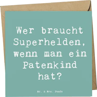 Produktbild von Mr. & Mrs. Panda Grußkarte Spruch Patenkind Wunder - Meeresbrise - Geschenk, Familie, Herz, doppelkarte, Fürsorge, Verwandte, Klappkarte, Glückwunschkarte, faltkarte