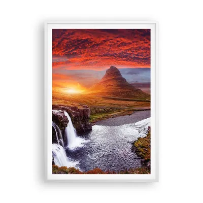 Produktbild von Gerahmtes Poster - Weißer Rahmen - Kirkjufell Wasserfall Berg - 70x100 cm - Wand Bild - Wanddeko - Wandbilder - Kunstposter - Wandposter - Bilderrahmen - Bilder - Kunstdruck - P2WPA70x100-4704