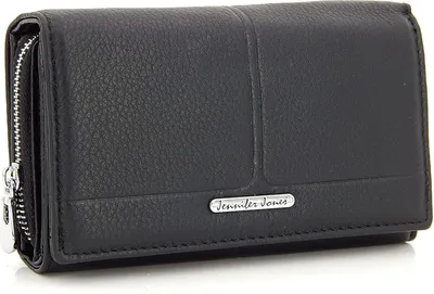 Produktbild von Damen echt Leder Portemonnaie, groß Brieftasche mit RFID/NFC Schutz – Geldbörse, Geldbeutel für Frauen (Schwarz)